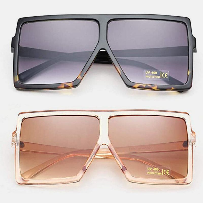 Kvinder Vintage Oversize Square Frame Multi-Color Mode Uv-Beskyttelse Solbriller