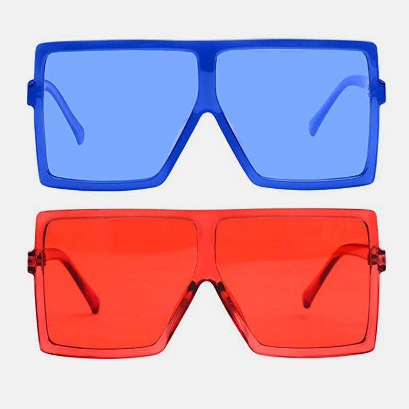 Kvinder Vintage Oversize Square Frame Multi-Color Mode Uv-Beskyttelse Solbriller