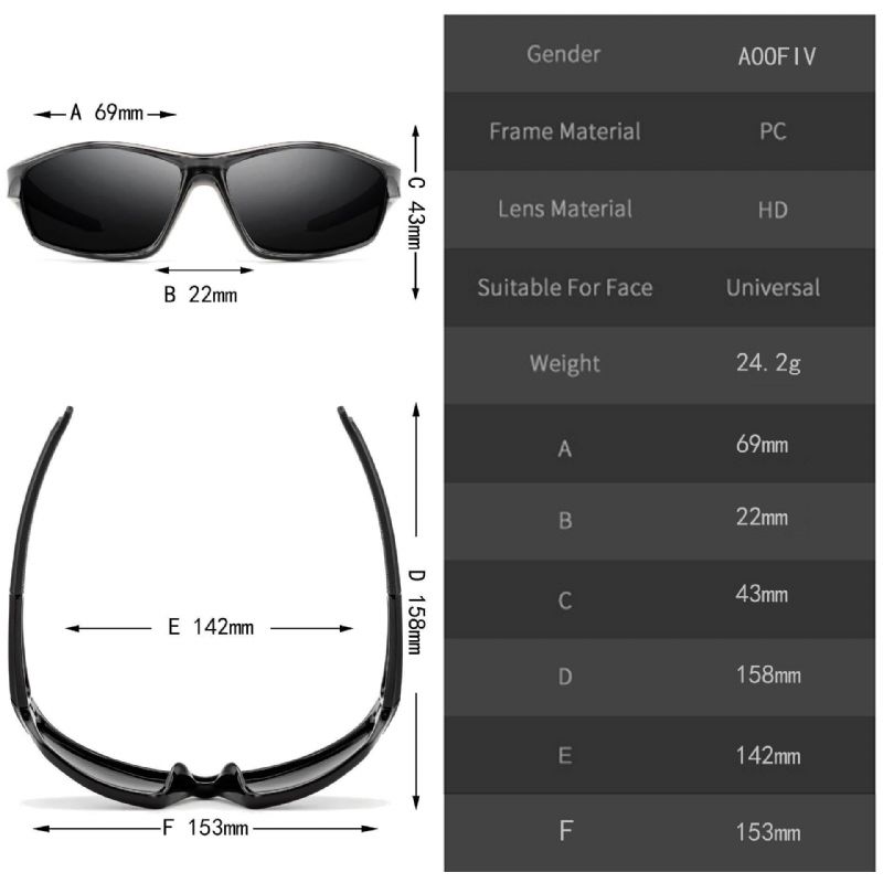 Mænd Full Frame Polarized Uv-Beskyttelse Udendørs Sports Night Vision Solbriller