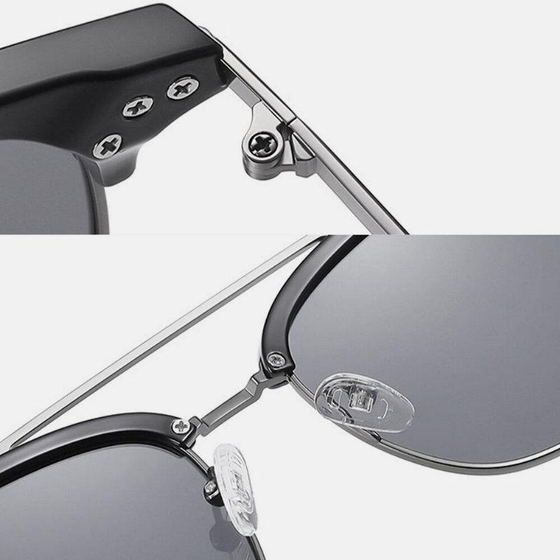 Mænd Super Light Oval Metal Full Frame Polarized Uv Protection Solbriller