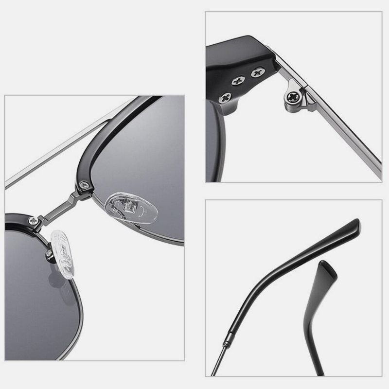 Mænd Super Light Oval Metal Full Frame Polarized Uv Protection Solbriller