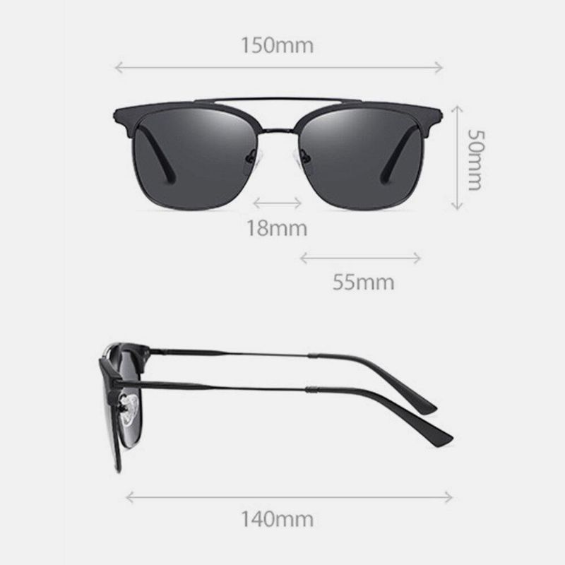 Mænd Super Light Oval Metal Full Frame Polarized Uv Protection Solbriller