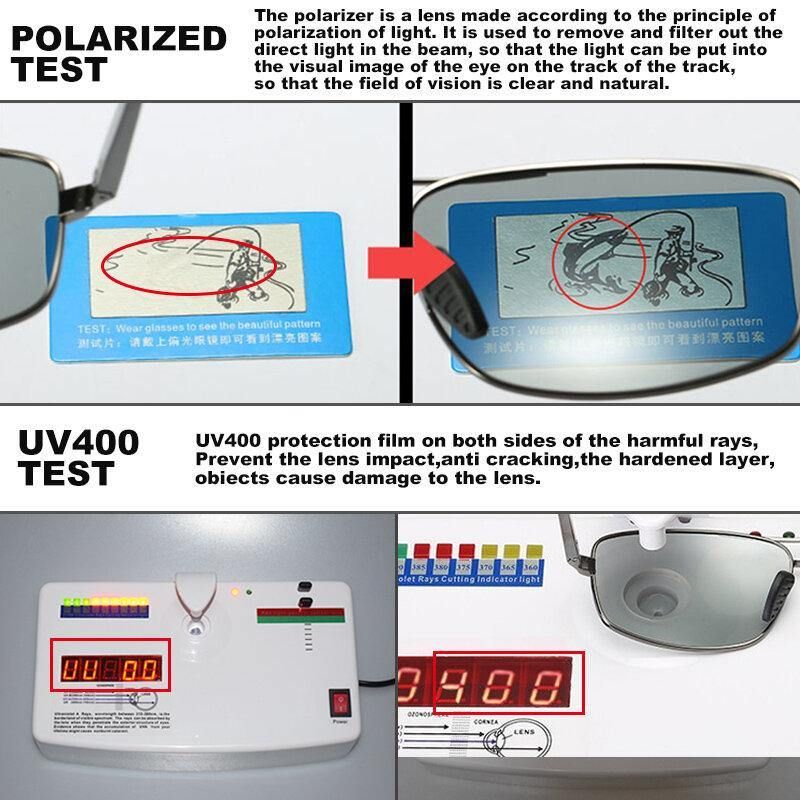 Smart Fotokrom Polariserede Solbriller Til Mænd Rektangulære Metal Fuld Stel Anti-Uv Anti-Refleks Kørebriller Solbriller