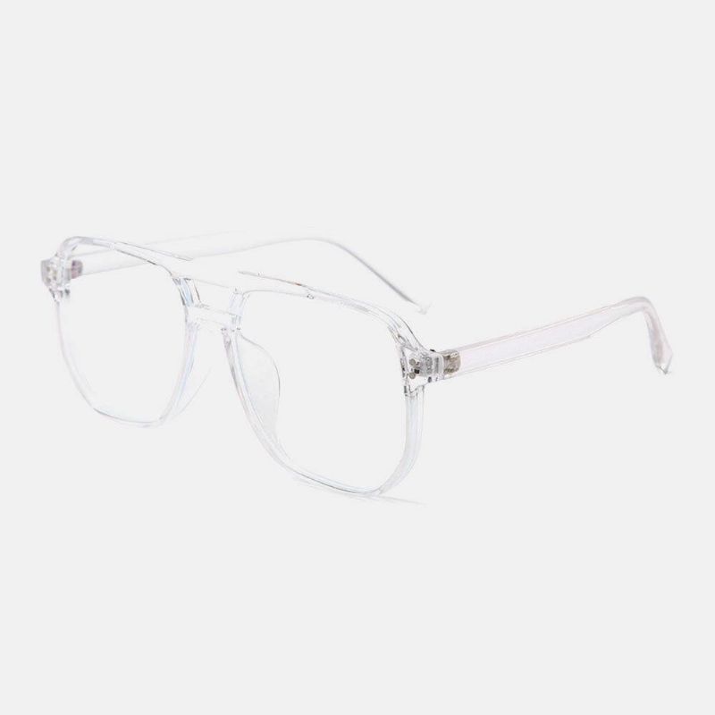 Unisex Double Bridge Large Full Frame Anti-Blue Light Retro Briller