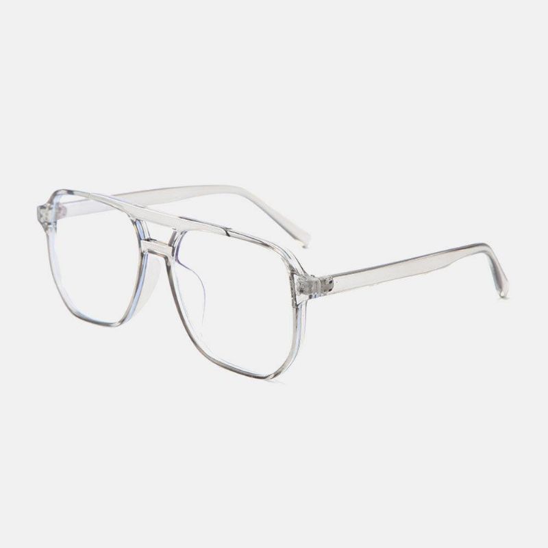 Unisex Double Bridge Large Full Frame Anti-Blue Light Retro Briller