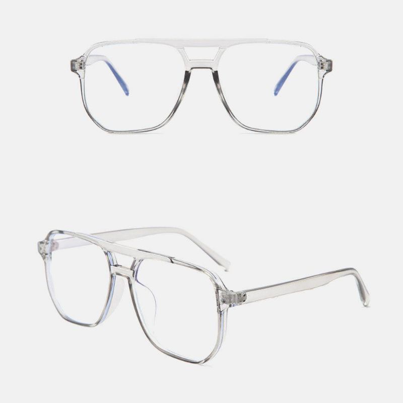 Unisex Double Bridge Large Full Frame Anti-Blue Light Retro Briller