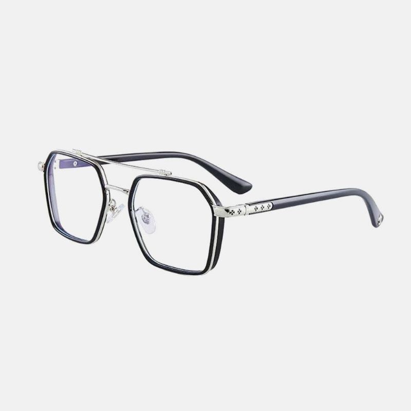 Unisex Large Full Frame Double Bridge Anti-Blue Light Anti-Uv Vintage Solbriller