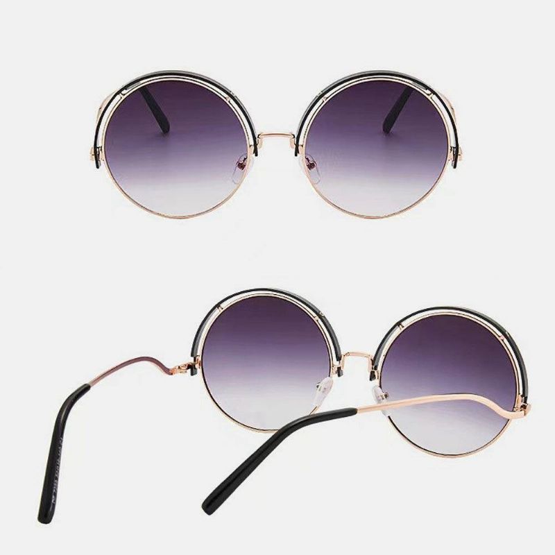 Unisex Rund Metal Fuld Stel Pc Gradient Lens Anti-Uv Solbeskyttelse Solbriller