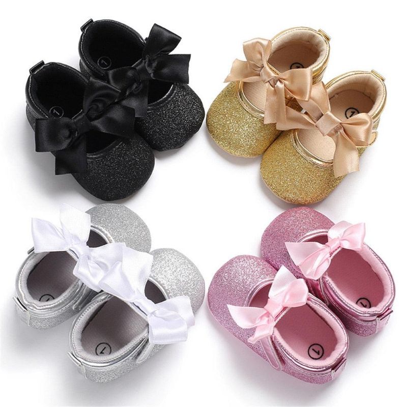 Babypiges Snørebånd Med Glitter Bowknot First Walkers