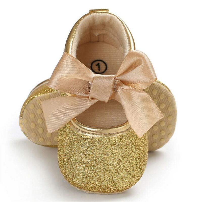 Babypiges Snørebånd Med Glitter Bowknot First Walkers