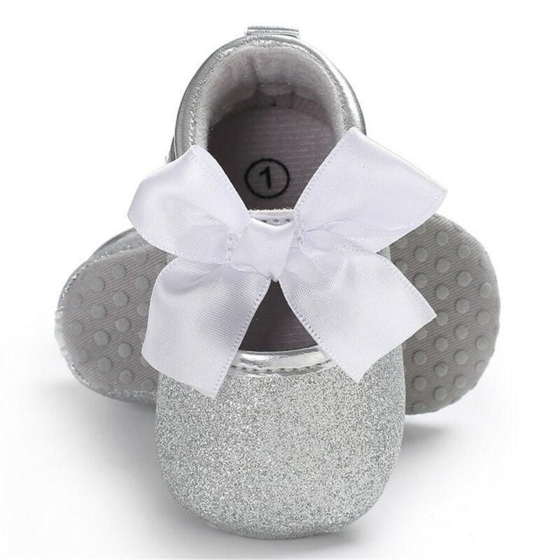 Babypiges Snørebånd Med Glitter Bowknot First Walkers