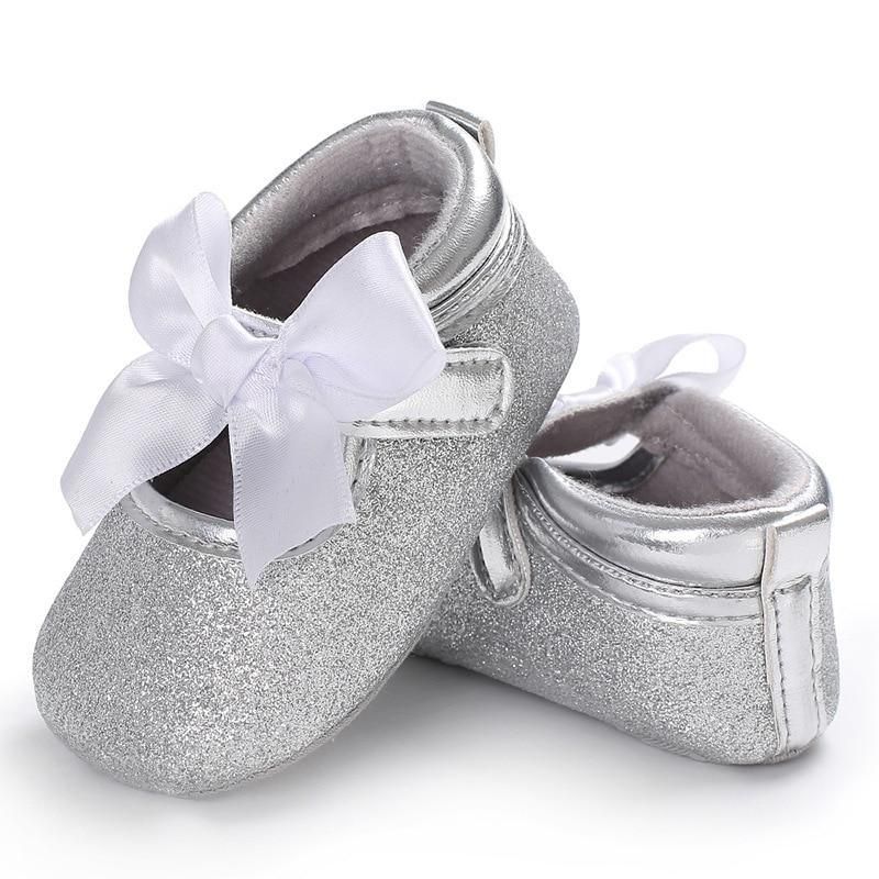 Babypiges Snørebånd Med Glitter Bowknot First Walkers