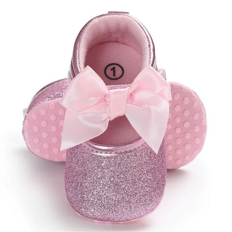 Babypiges Snørebånd Med Glitter Bowknot First Walkers