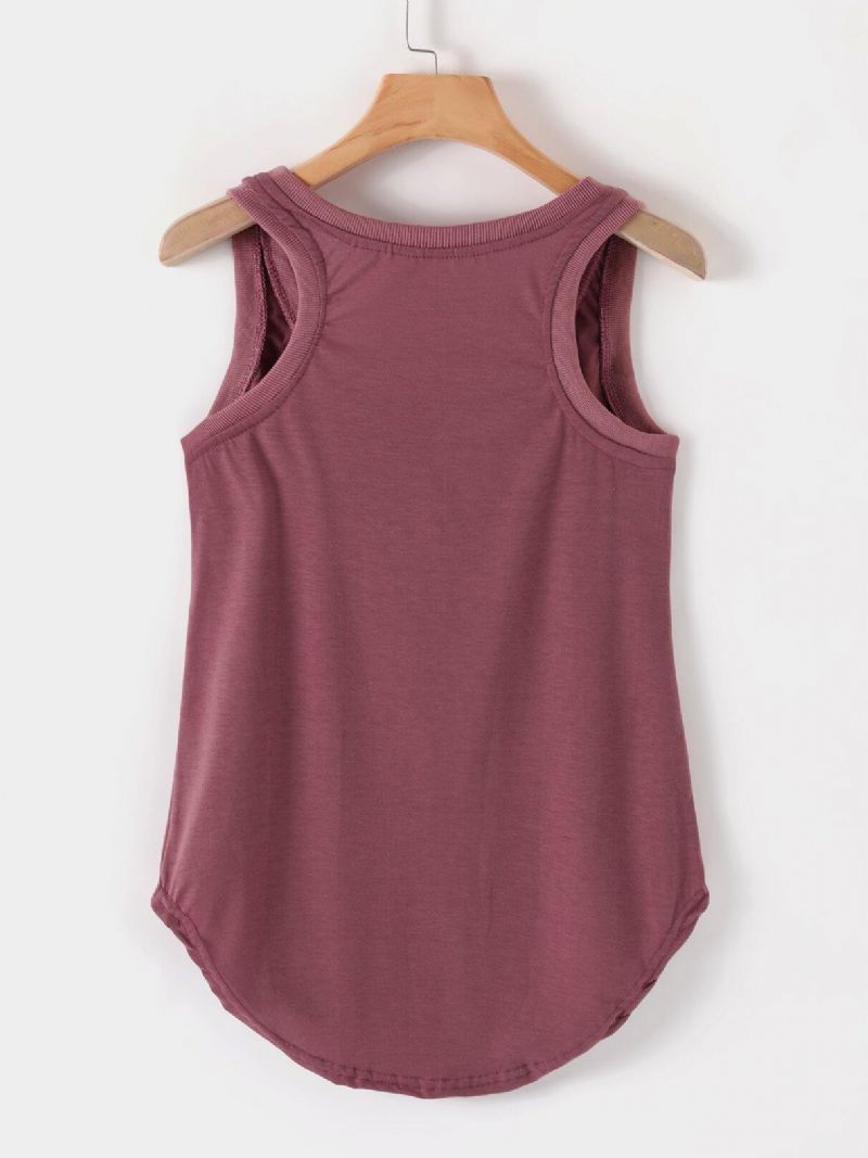 Casual Letter Print Rund Hals Ærmeløs Basic Tank Top