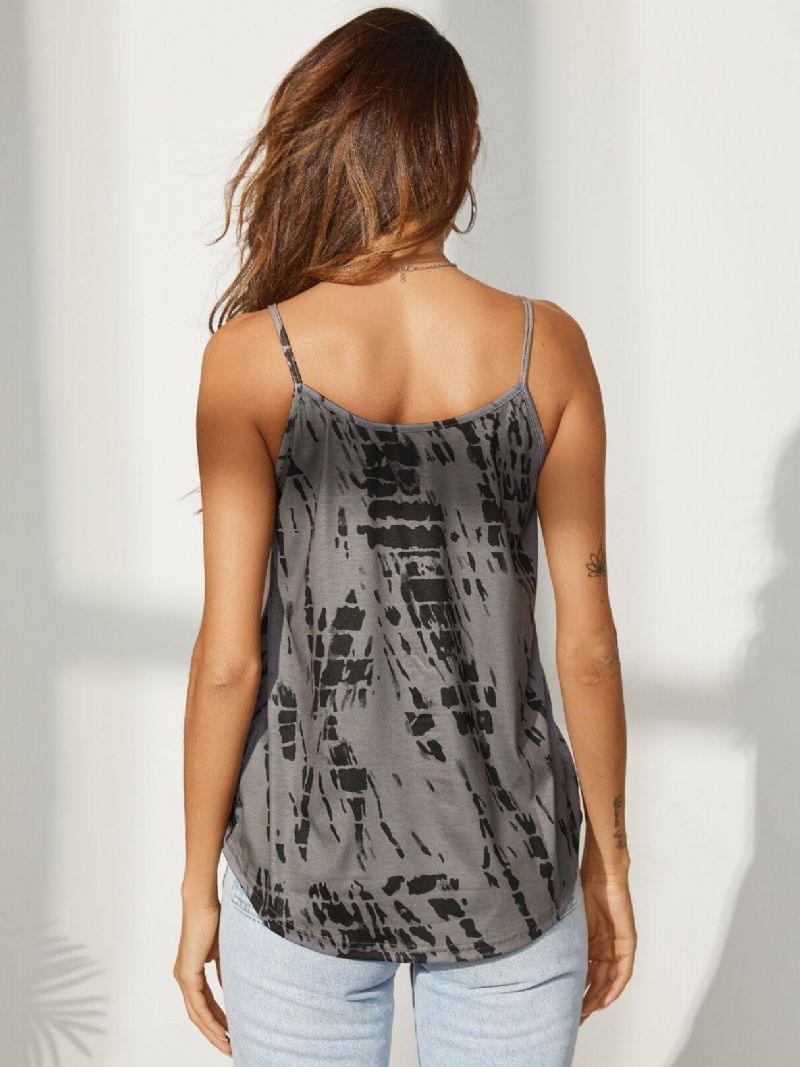 Casual Print Wrap Design V-Hals Ærmeløs Sommer Sling Tank Top