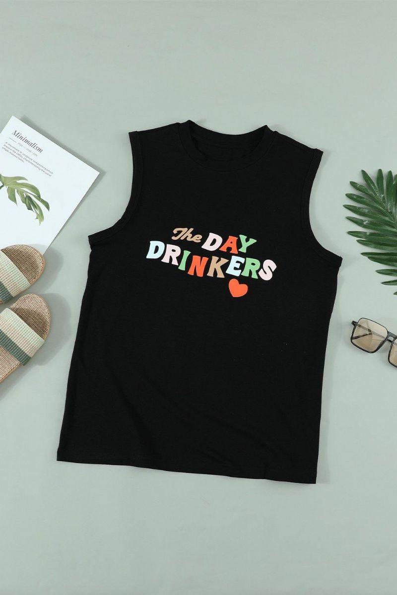 Day Drinkers Letters Print Tank Top