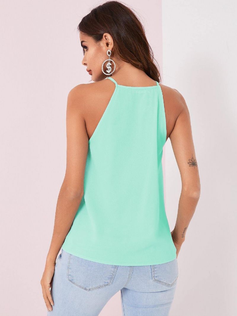 Ensfarvet Grimedesign Plisserede Ærmeløse Chiffon Tanktops