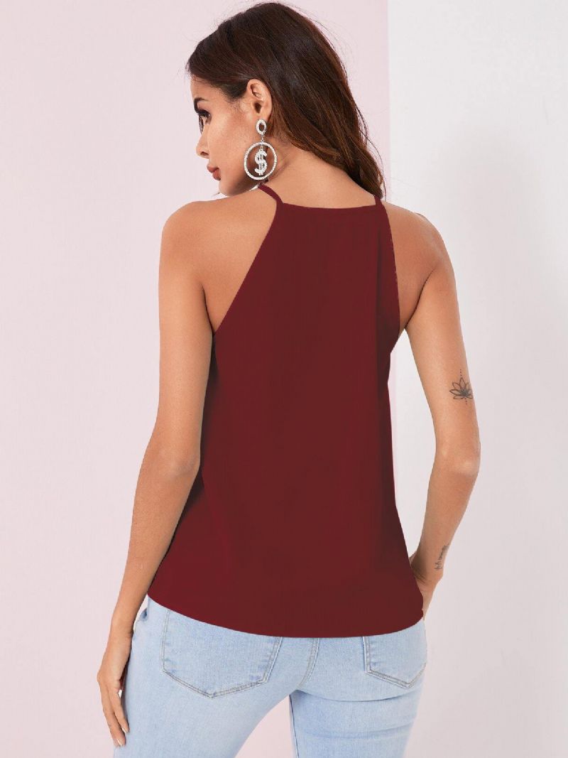 Ensfarvet Grimedesign Plisserede Ærmeløse Chiffon Tanktops