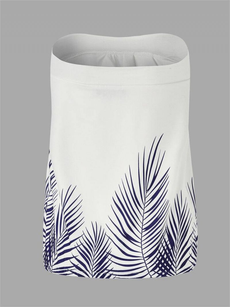 Kvinder Summer Leaf Print Stropløs Ærmeløs Tube Tanktop