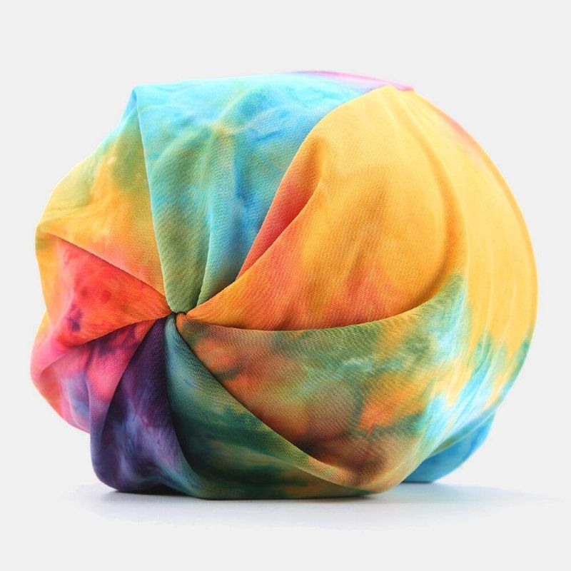 Kvinder Bomuld Dobbelt-Brug Tie-Dye Hals Beskyttelse Tørklæde Hagesmæk Hat Uden Brimless Beanie