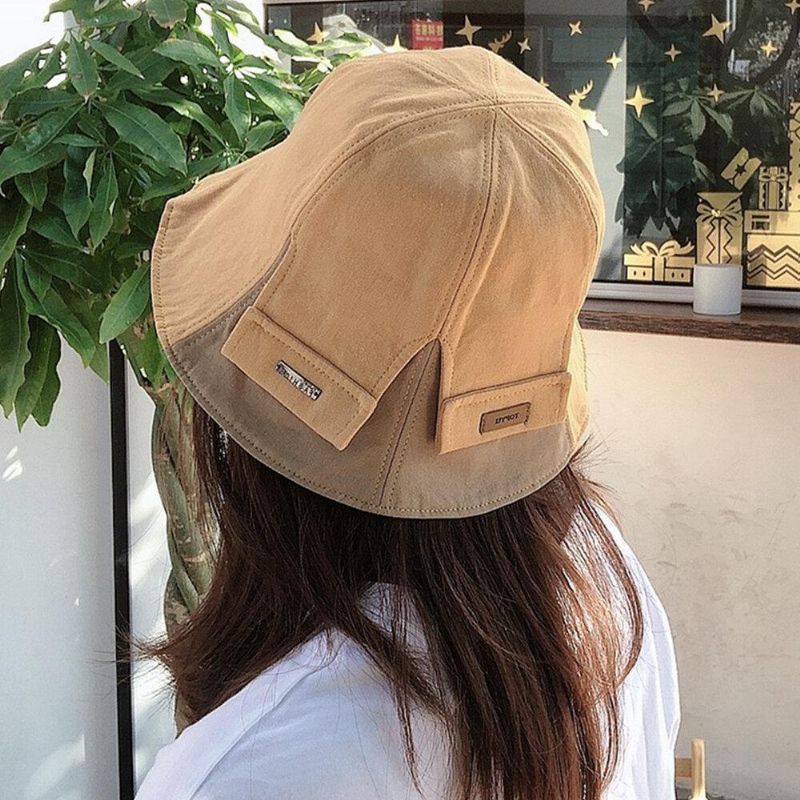 Kvinder Bomuld Dobbeltsidet Kort Skygge Casual Sunshade Wild Bucket Hat