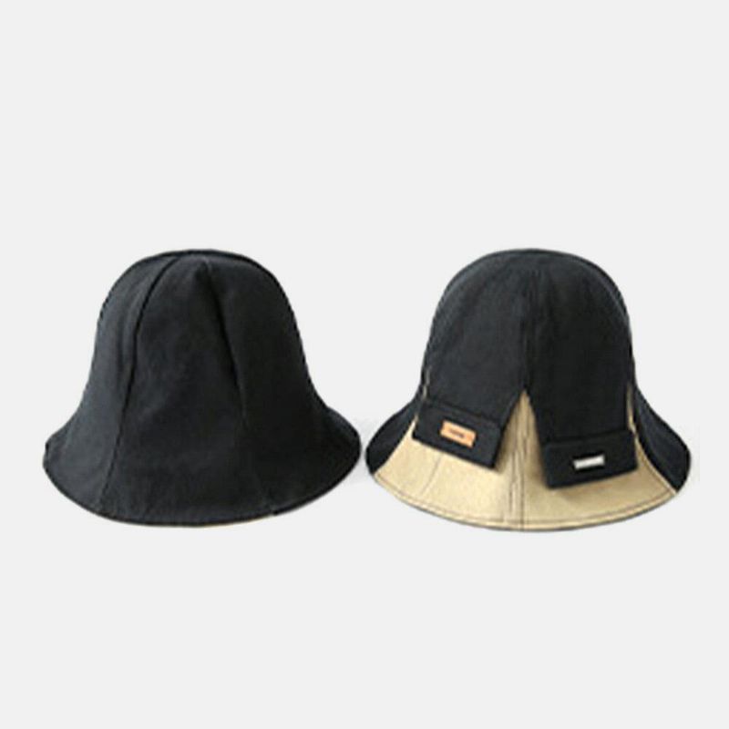 Kvinder Bomuld Dobbeltsidet Kort Skygge Casual Sunshade Wild Bucket Hat