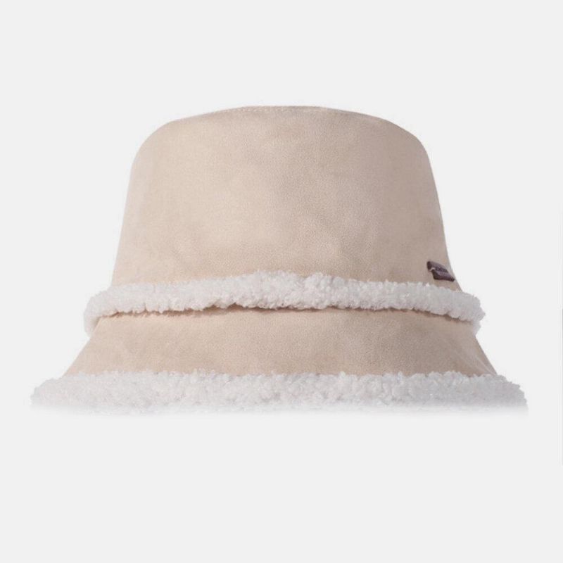 Kvinder Ruskind Lam Hår Casual Mode Elegant Hold Varmen Udendørs Bucket Hat