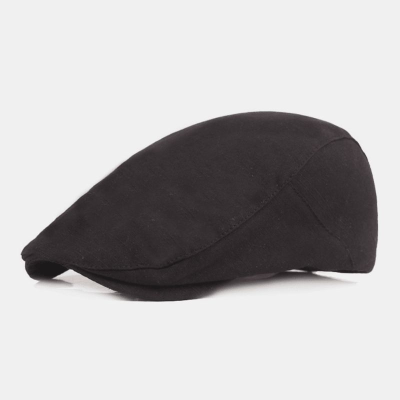 Mænd Bomuld Baret Cap Ensfarve Justerbar Casual Retro Solskærm Forward Cap Flad Hat