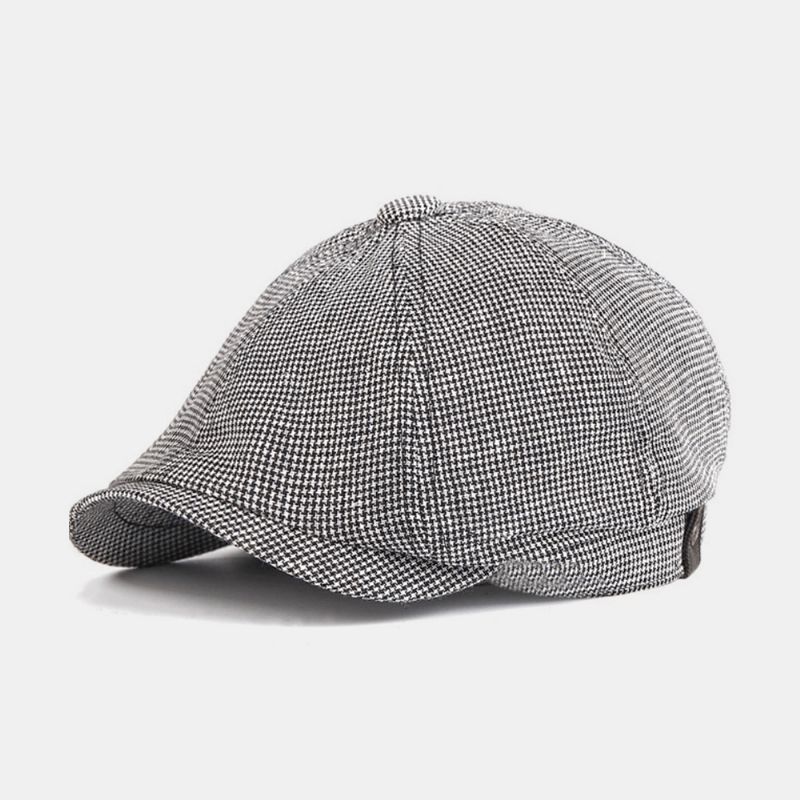 Mænd Bomuld Baret Kasket Gittermønster Britisk Retro Newsboy Hatte Peaked Cap Octagonal Hat