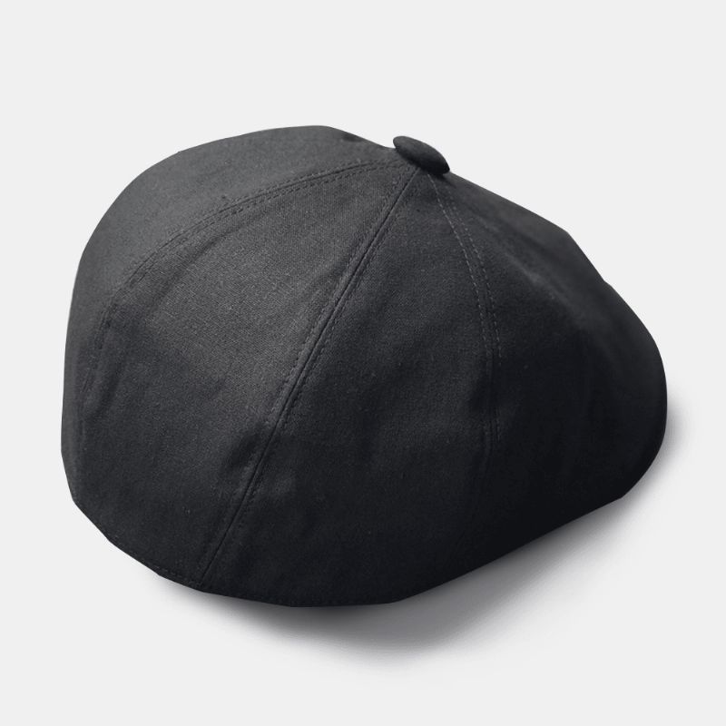 Mænd Bomuld Linned Baskerhue Ensfarvet Retro Wild Newsboy Hat Fremad Cap Octagonal Hat