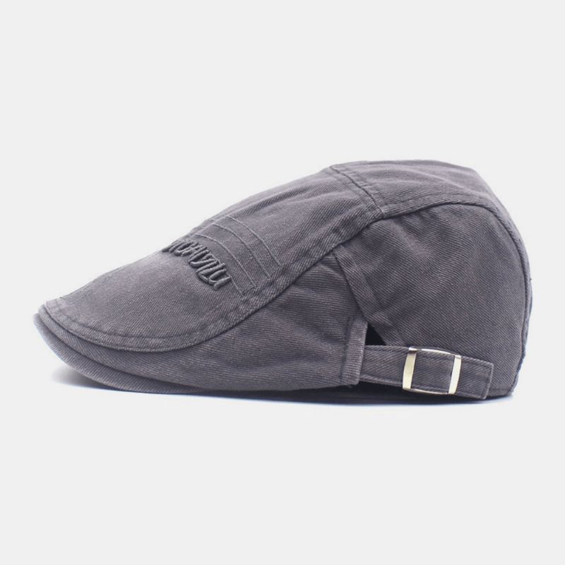 Mænd Justerbar Baret Cap Bomuld Line Brev Broderi Vild Solcreme Newsboy Cap Flad Hat Kørehat