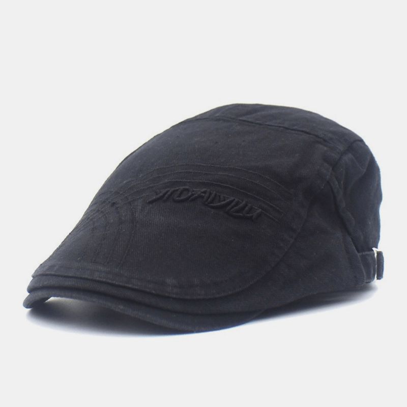 Mænd Justerbar Baret Cap Bomuld Line Brev Broderi Vild Solcreme Newsboy Cap Flad Hat Kørehat