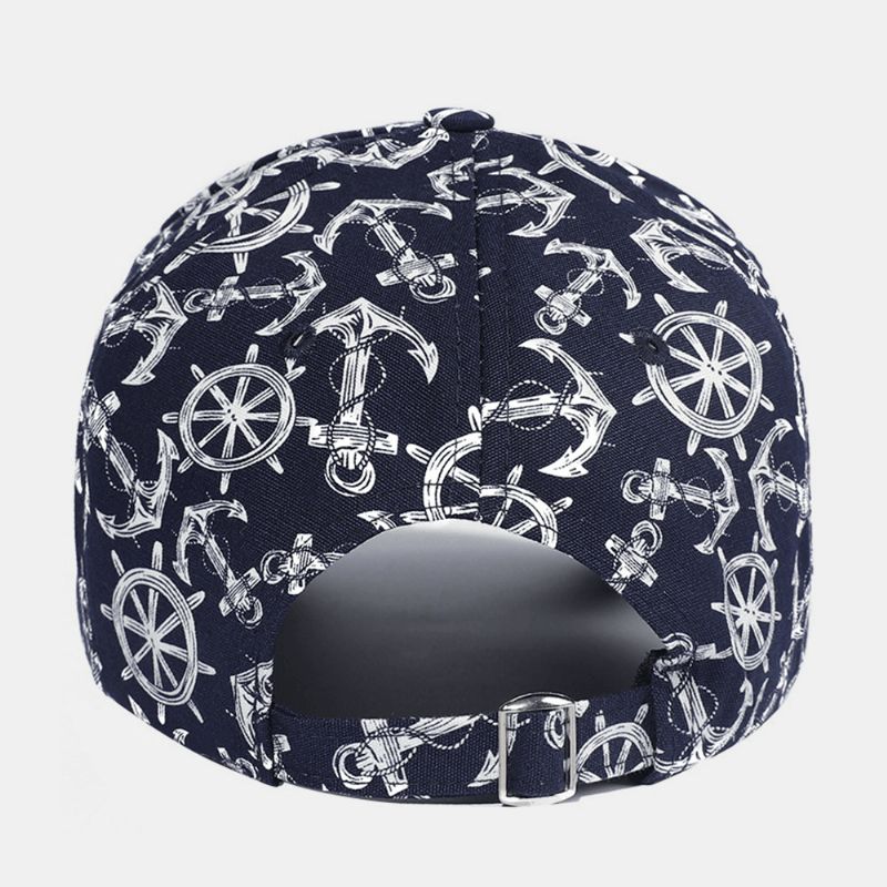 Unisex Bomuldstrykt Ivy Cap Overlay Båd Ankermønster Sommer Udendørs Sport Baseball Hatte