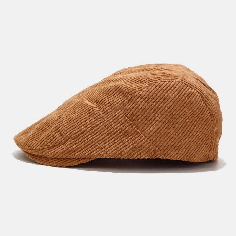 Unisex Corduroy Casual All-Match Ensfarvet Forward Hat Baskerhat