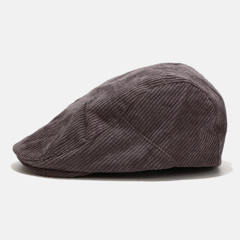 Unisex Corduroy Casual All-Match Ensfarvet Forward Hat Baskerhat