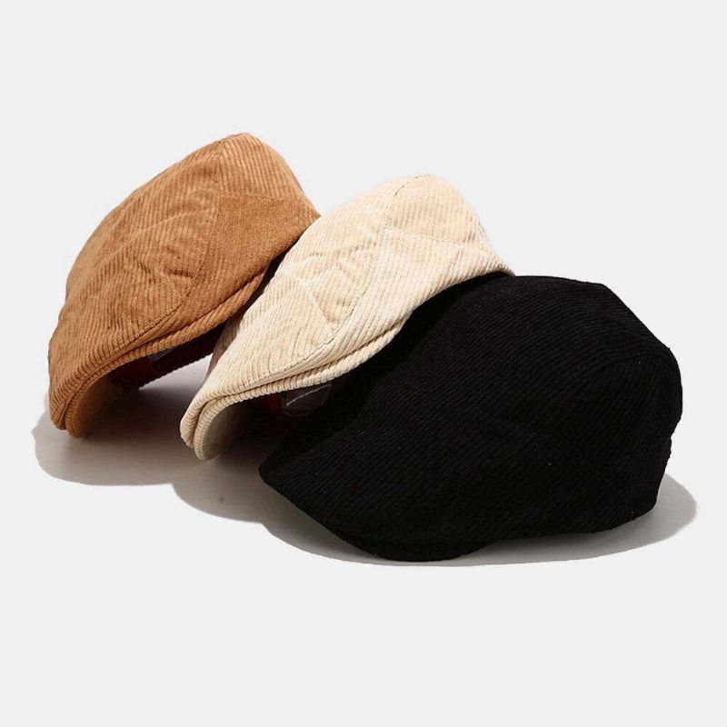 Unisex Corduroy Casual All-Match Ensfarvet Forward Hat Baskerhat