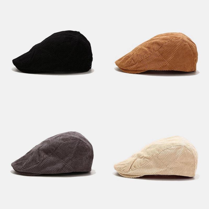 Unisex Corduroy Casual All-Match Ensfarvet Forward Hat Baskerhat