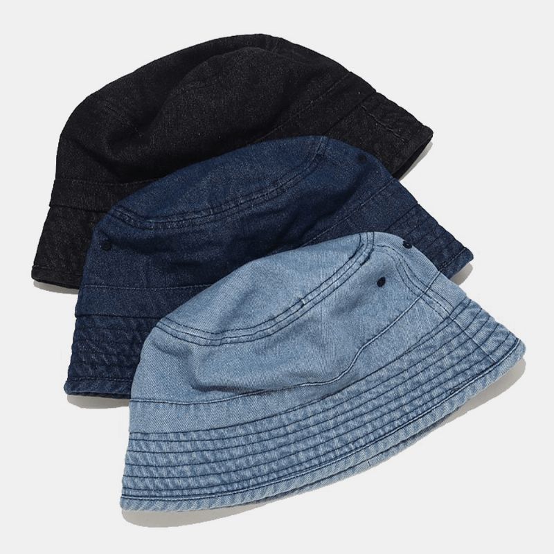 Unisex Denim Broken Holes Made-Old Mode Outdoor Sunshade Bucket Hat