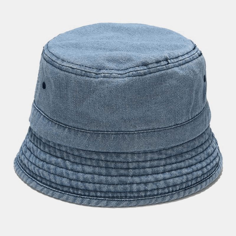 Unisex Denim Broken Holes Made-Old Mode Outdoor Sunshade Bucket Hat