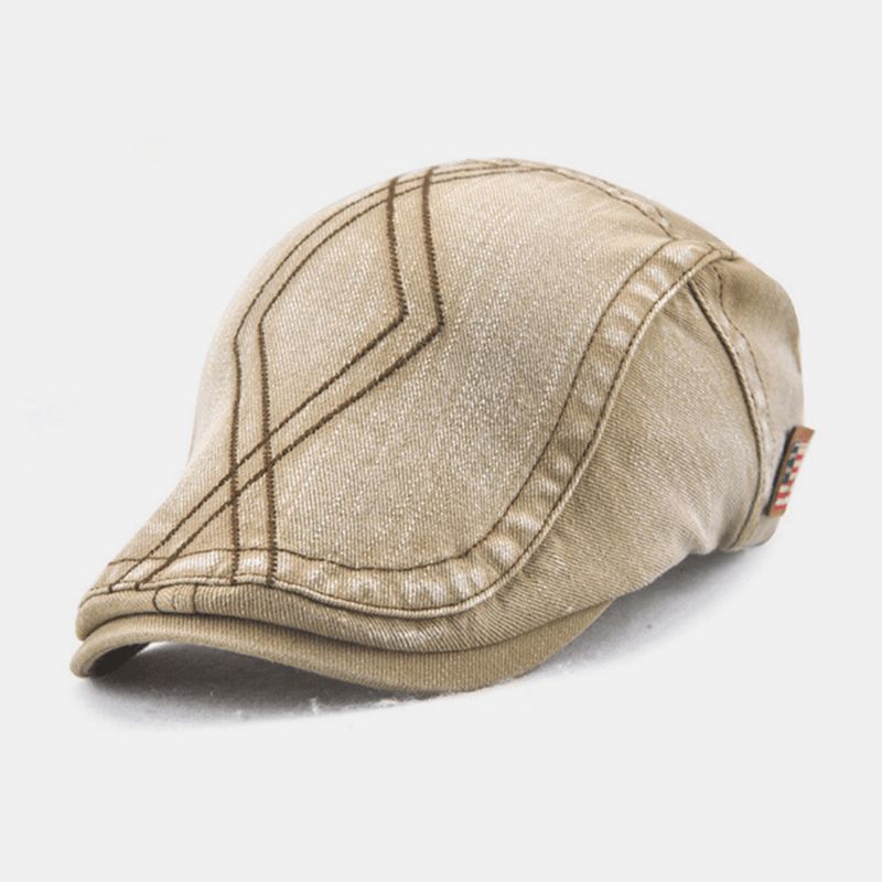 Unisex Dobbelt Broderitråd Diamond Grid Ivy Cap Justerbar Casual Twill Cap Baret Cap Flad Hat