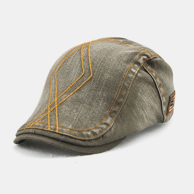 Unisex Dobbelt Broderitråd Diamond Grid Ivy Cap Justerbar Casual Twill Cap Baret Cap Flad Hat