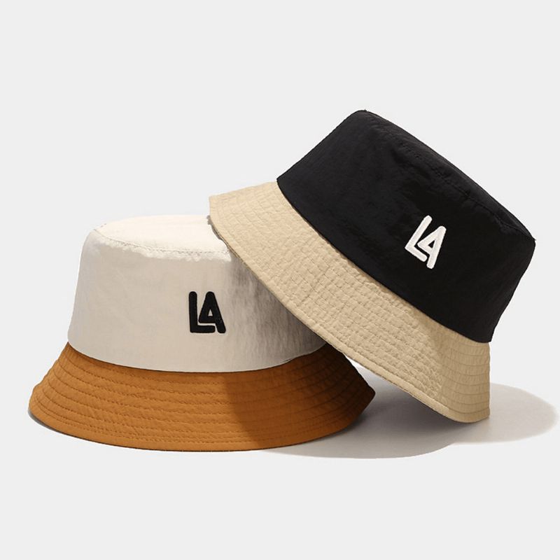 Unisex Hurtigtørrende Stof Farveblok Brevbroderi Mode Solbeskyttelse Bucket Hat