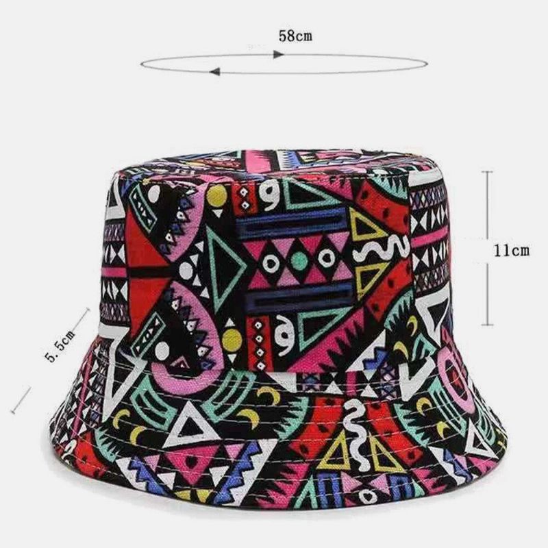 Unisex Lærred Farvet Blomstermønster Casual Sunshade Bucket Hat