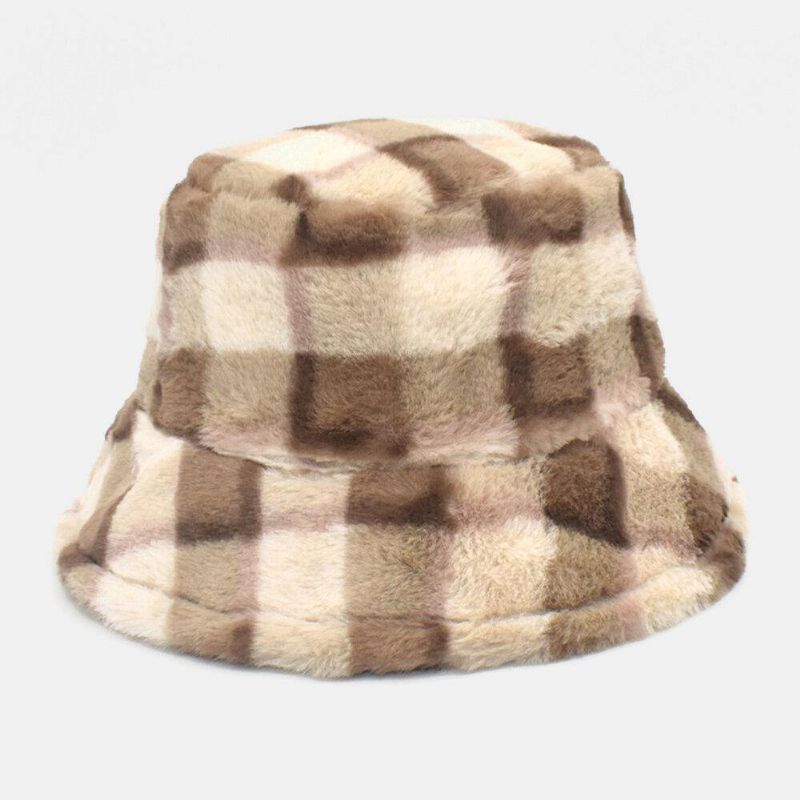 Unisex Lammehår Kontrastfarve Varm Afslappet Parhat Bucket Hat