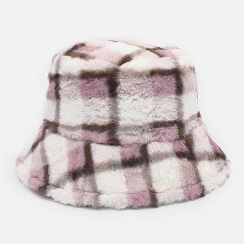 Unisex Lammehår Kontrastfarve Varm Afslappet Parhat Bucket Hat