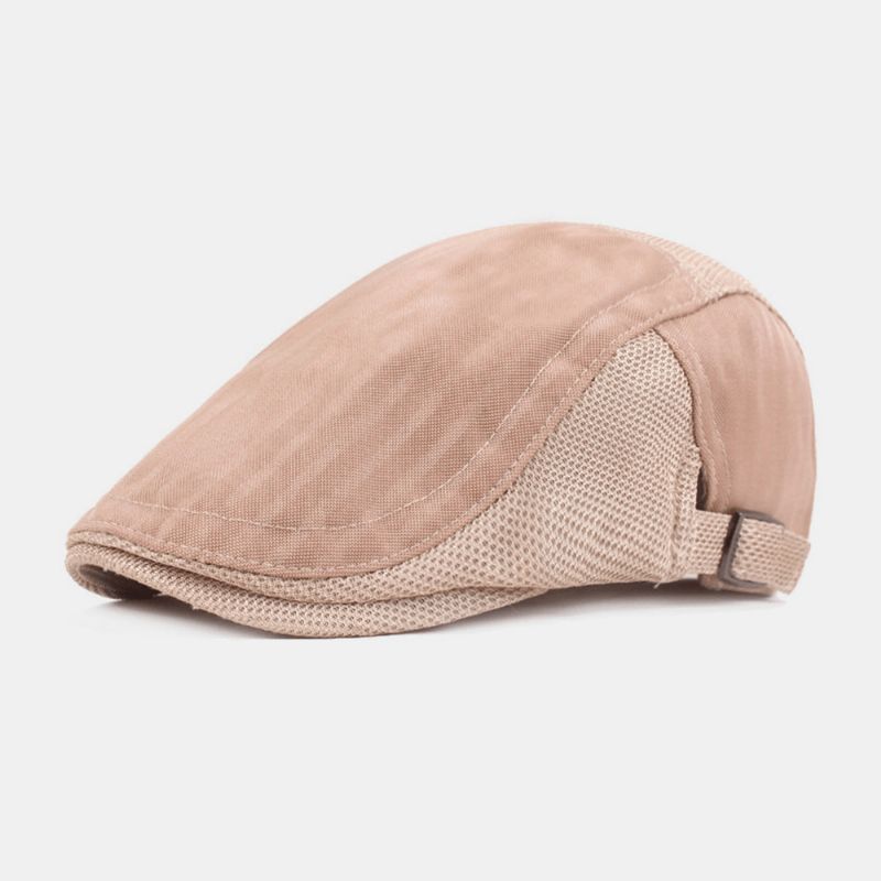 Unisex Mesh Åndbar Baret Kasket Stribe Mønster Sommer Solskærm Newsboy Hat Flad Kasket Ivy Kasket