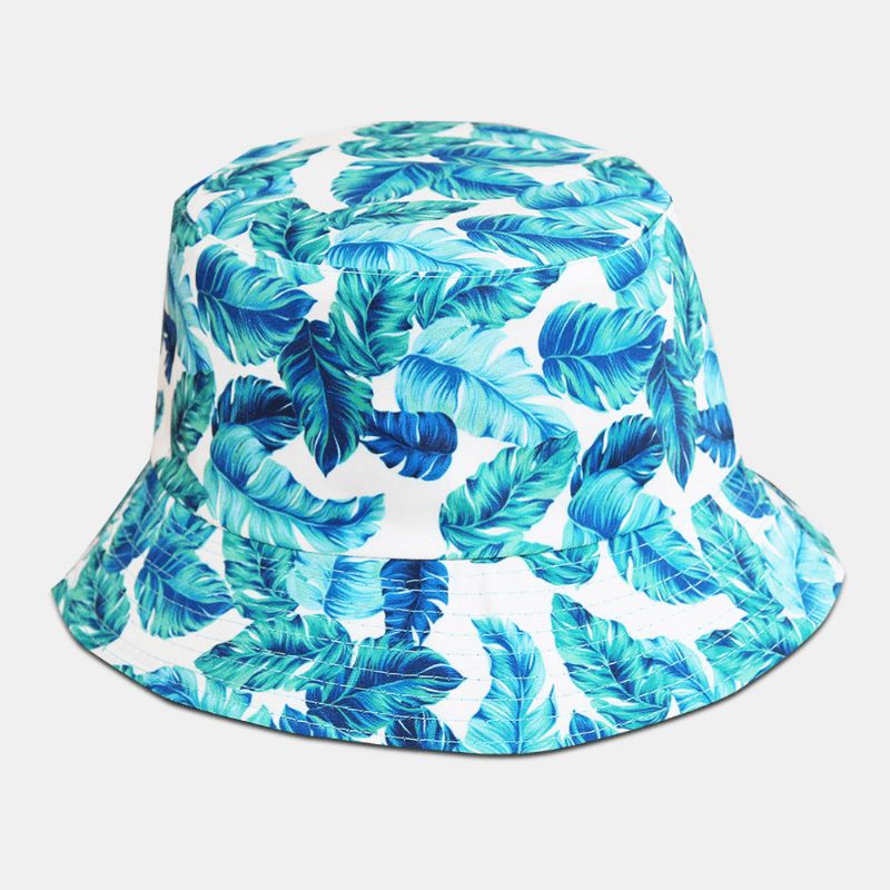 Unisex Overlay Blade Print Vendbar Bucket Hat Dobbeltsidet Solhat Sommerrejse Strandhat