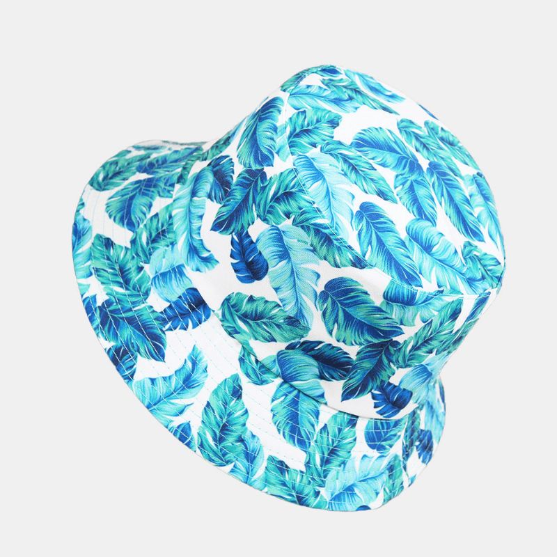 Unisex Overlay Blade Print Vendbar Bucket Hat Dobbeltsidet Solhat Sommerrejse Strandhat