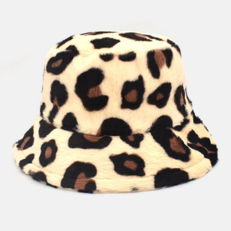 Unisex Plys Blød Varm Afslappet Sød Leopardmønster Bøttehat