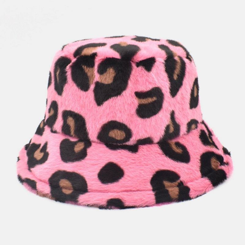 Unisex Plys Blød Varm Afslappet Sød Leopardmønster Bøttehat